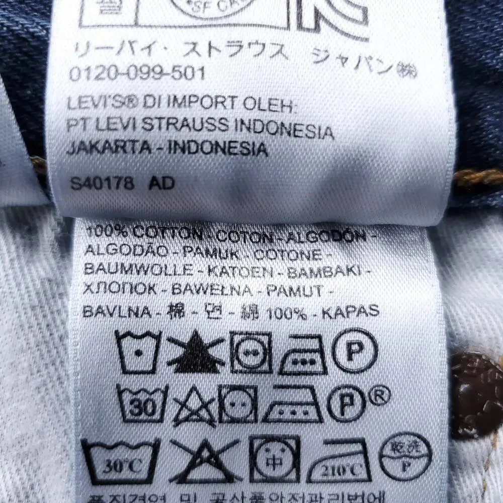 Levis 522 Jeans Slim Taper Leather Patch Two-Tone Premium Men 30x32 Stonewash